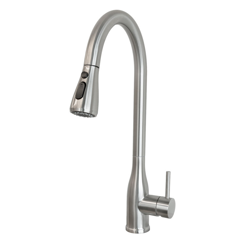 Robinet de cuisine rétractable à poignée simple avec plaque de pont, poignées et conduites d'alimentation