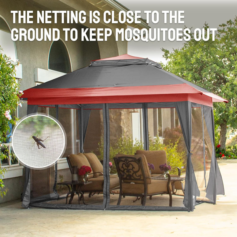 CROWN SHADES Pop Up Gazebo, Patented One Push Outdoor Canopy Tent with Wheeled STO-N-Go Cover Bag, Pop Up Canopy with Netting for Patio, Party, Backyard