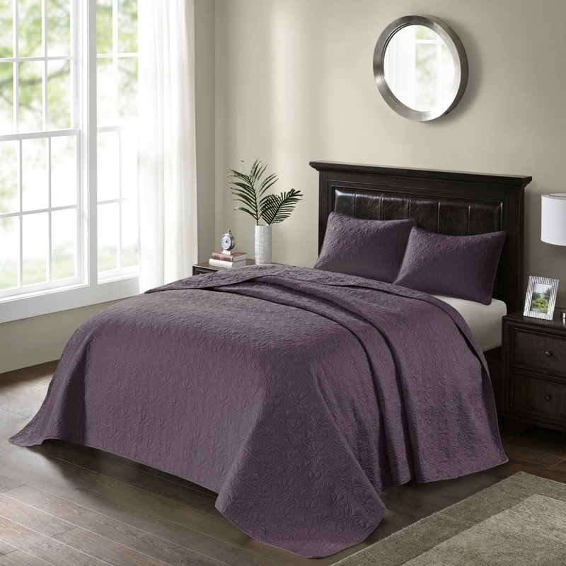 Courtepointe mauve pour lit double / grand lit - Rembourrage en coton prélavé pour une nuit de sommeil