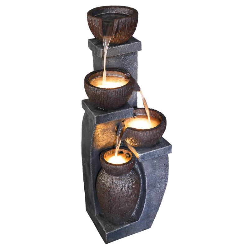 Aurash Outdoor Column Fountain with Lights