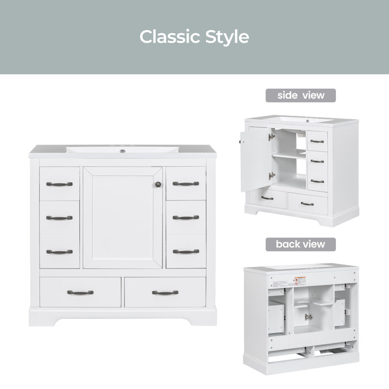 Kweon 36'' Single Bathroom Vanity with Ceramic Top