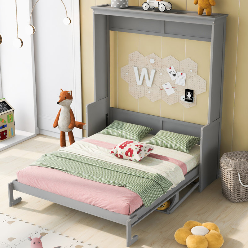 Grand lit escamotable avec tablette, Gris