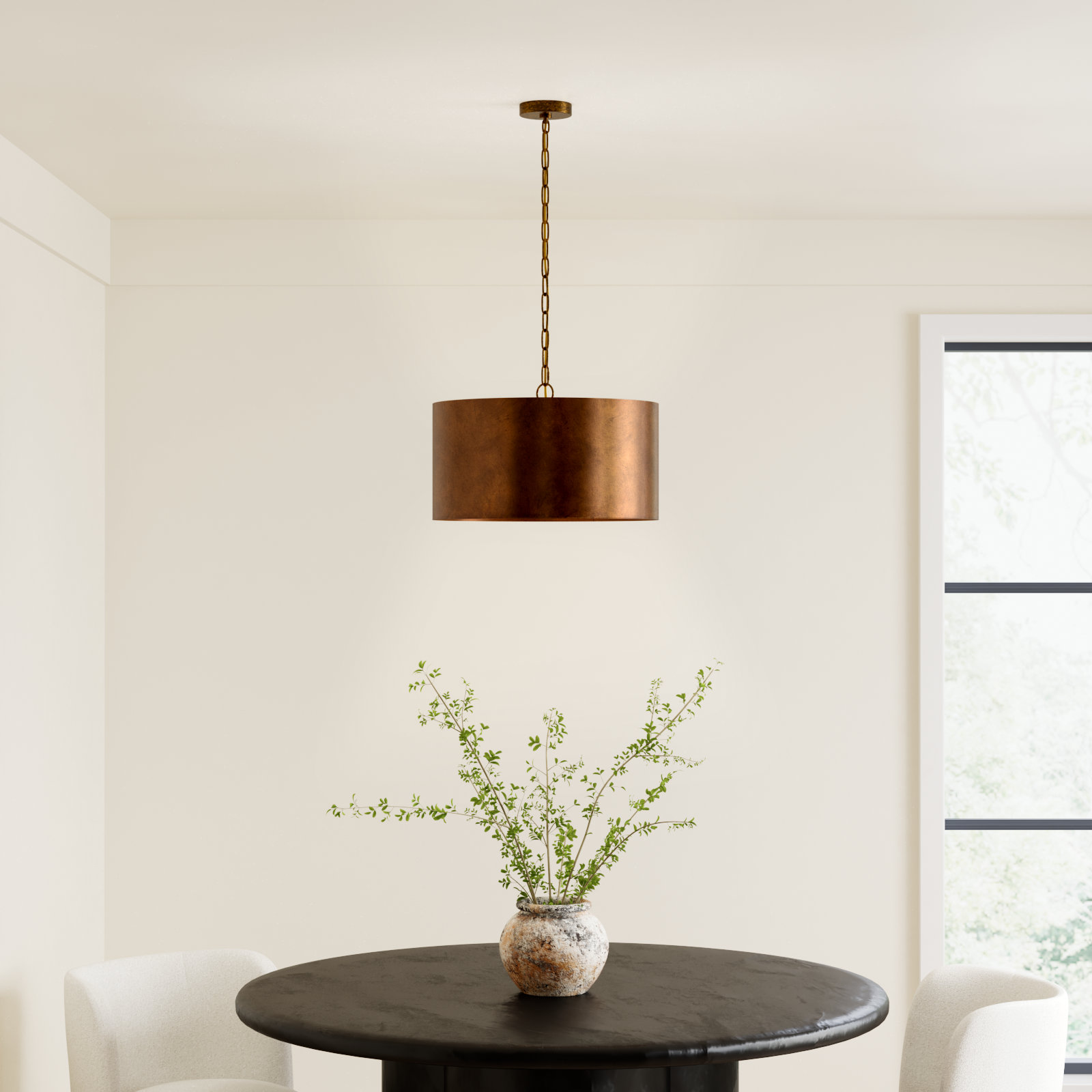 Rosamund 3 - Light Unique/Statement Drum Chandelier, Brass