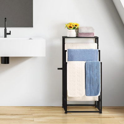Porte-serviettes autoportant à 3 niveaux pour salle de bain