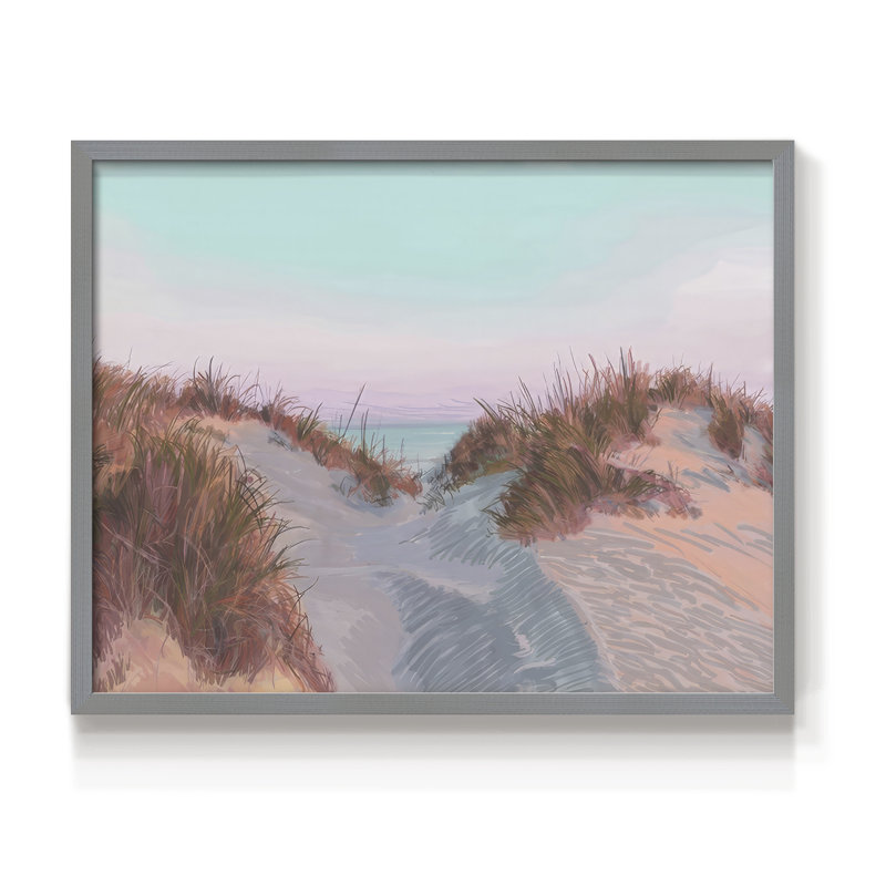 Dunes at Dawn I -Framed Print - Restickable, H 22 po x l 28 po, Gris