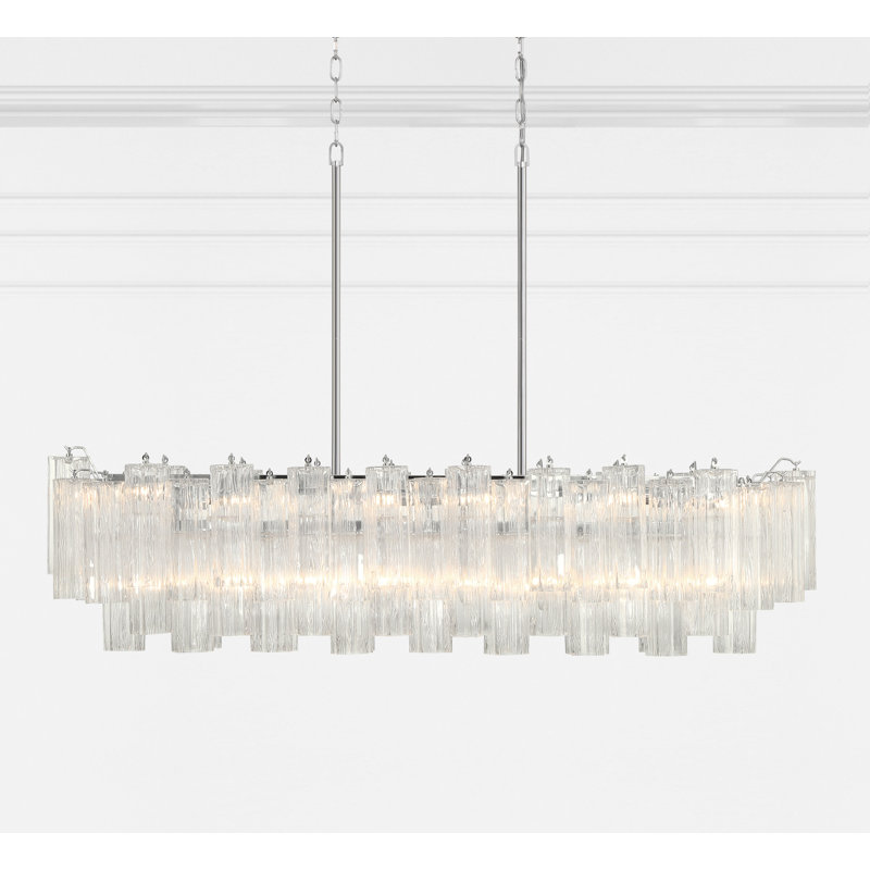 Quinzio 14 - Light Steel Dimmable Linear Chandelier, Polished Chrome