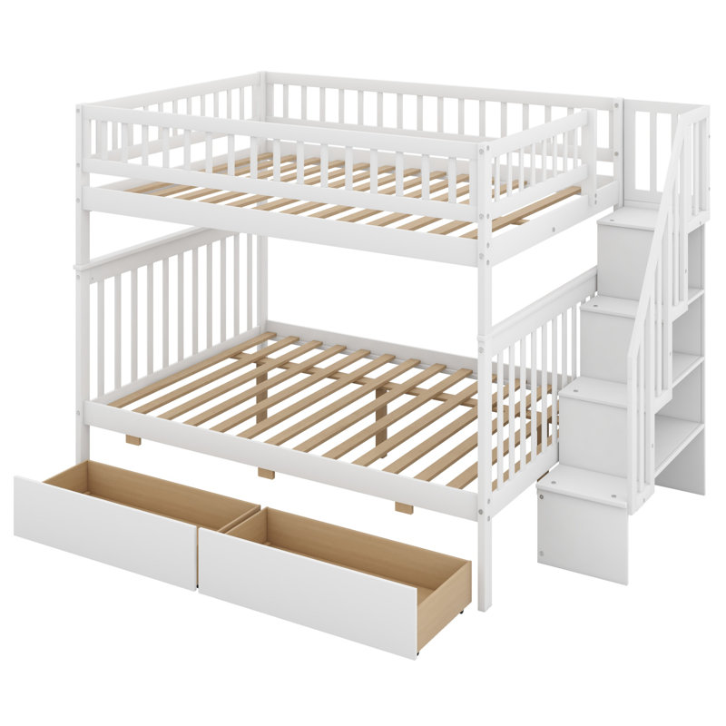 Bunk Bed Featuring Two Under-Bed Drawers, White
