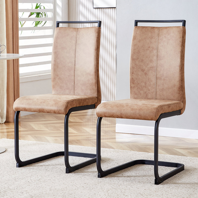 Chaises de salle à manger, chaise d'appoint rembourrée à haut dossier en tissu Leathaire pour salle à manger