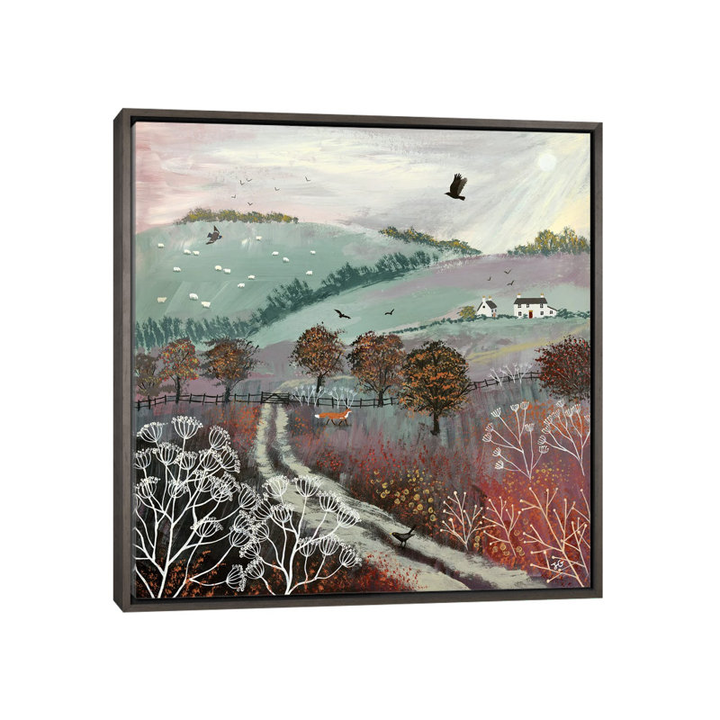 «Autumn Dusk» par Jo Grundy - reproduction d'art, H 18 po x l 18 po x 1,5 po, Toile encadrée de bois rustique foncé