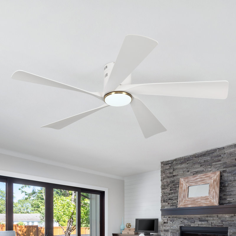 Karlena Modern 52" Smart Ceiling Fan with LED Light and Remote Control, Matte White