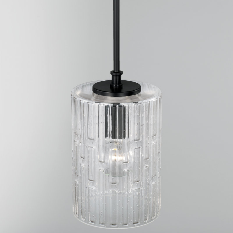 Luminaire suspendu cylindrique à 1 lumière Emerson, Noir mat