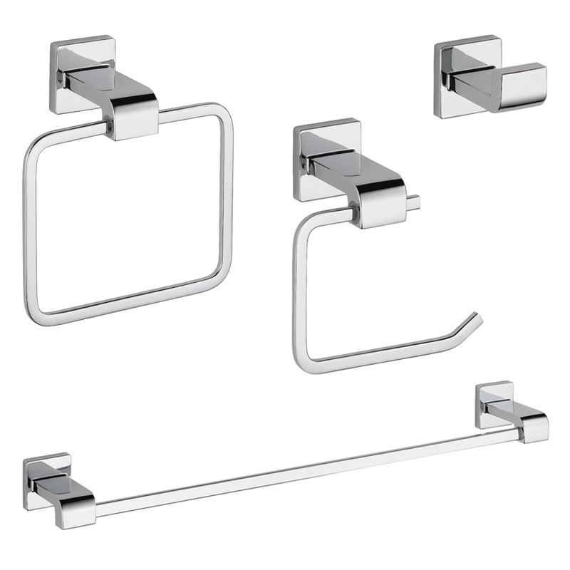 Arzo Delta 4 Piece Bathroom Hardware Set, Chrome