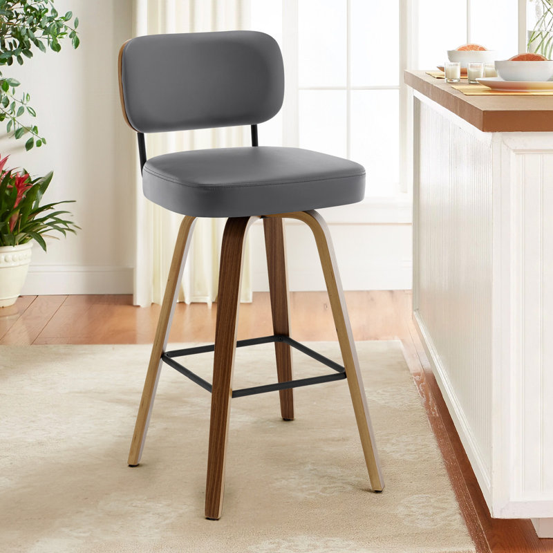 Tabouret de bar et de comptoir pivotant Kahana, Brun, Gris, Tabouret de bar (siège d'une hauteur de 29 po)