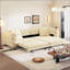 Canapé-lit 97,7 pouces convertible 3-en-1 avec siège profond, conception moderne capitonnée, canapé 4 places et repose-pieds mobile pour une utilisation polyvalente-132952834