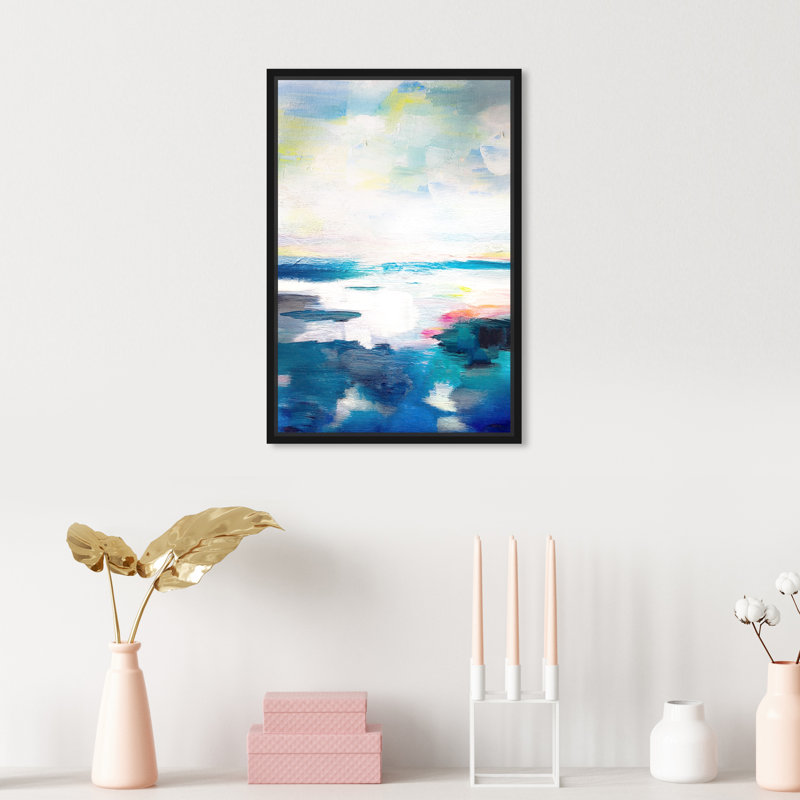 " Abstract Flow Due " Painting Print, Black Framed Canvas, 15" H x 10" W