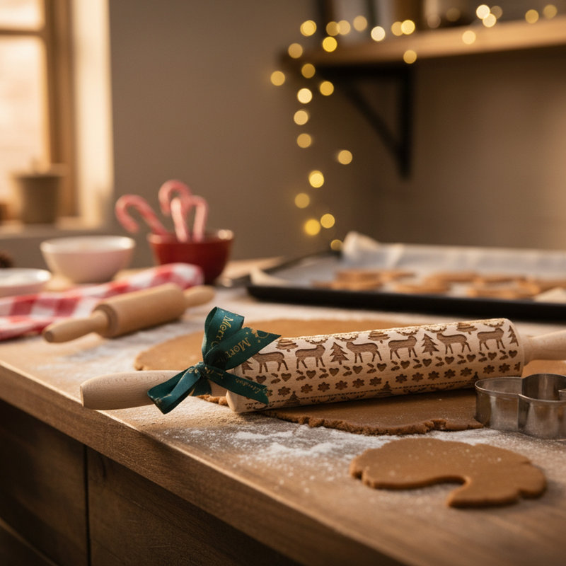 Ensemble de cuisson pour mitaines de Noël et rouleau à pâtisserie 2 pièces