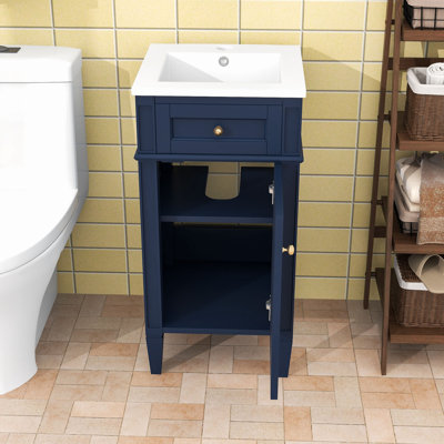 Meuble-lavabo de salle de bain avec lavabo, porte à fermeture douce et tablette réglable