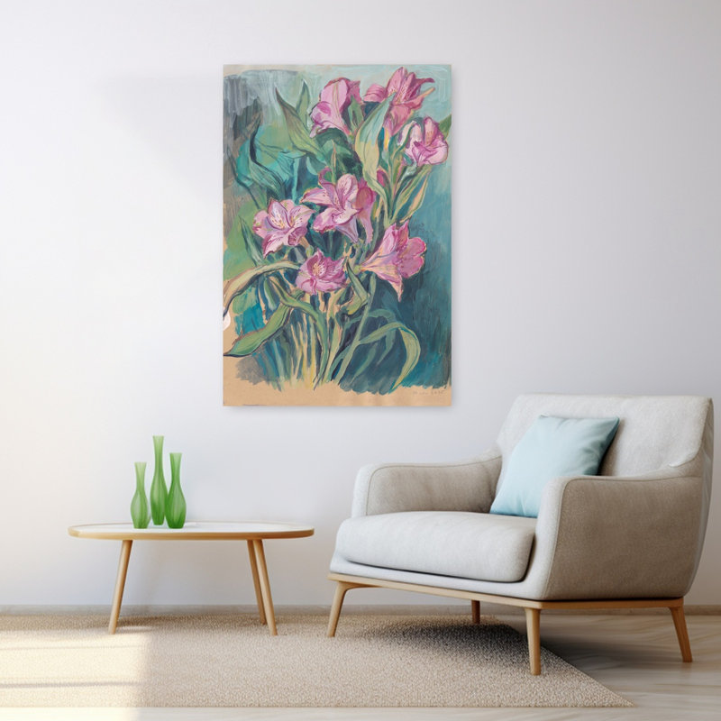 Art contemporain, art mural romantique, H 48 po x l 32 po