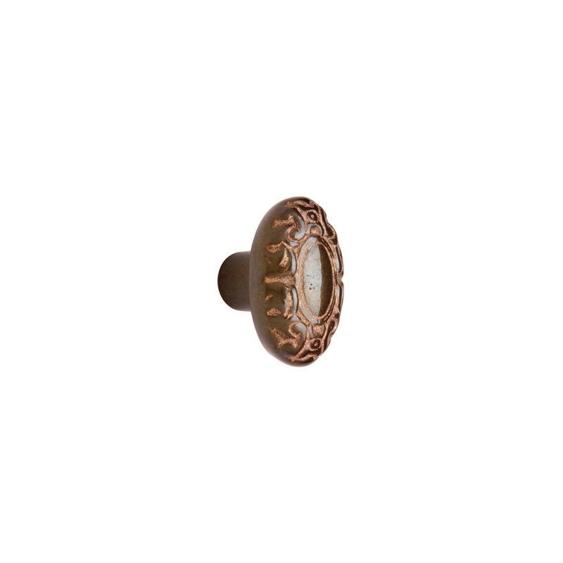 Acanthus Bronze Oval Knob, Silicon Bronze Light