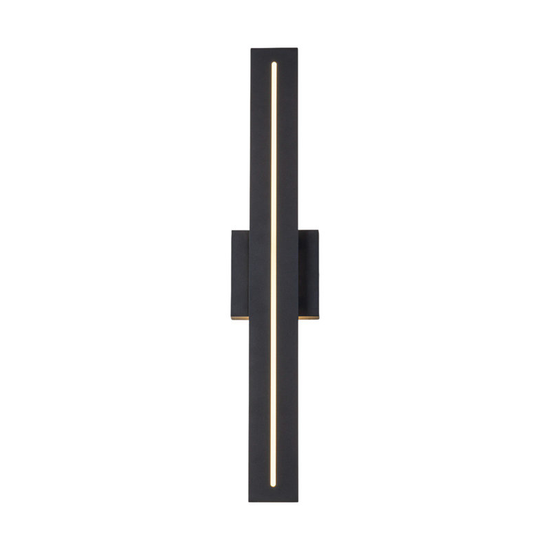Applique murale extérieure moderne à DEL noir mat de 24 po H