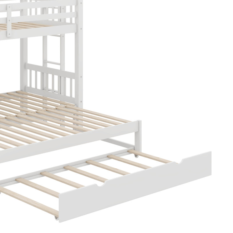 Lit simple avec lit gigogne coulissant, Blanc