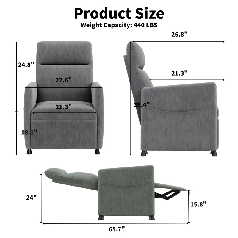 Fauteuil inclinable électrique ergonomique avec angles réglables, tissu en lin et télécommande pour la maison et le bureau