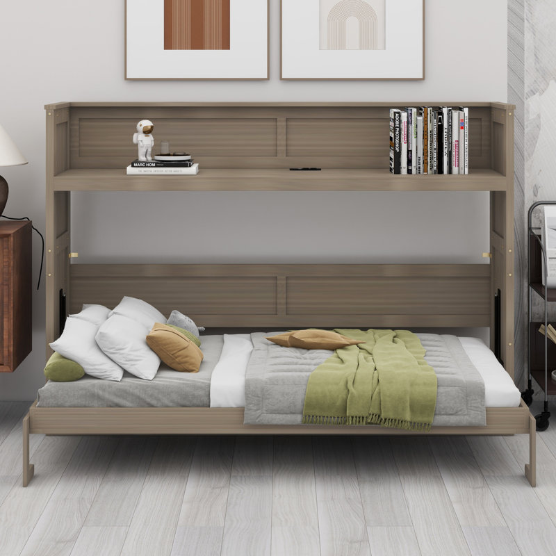 Lit escamotable avec bureau, lumière DEL et station de charge USB