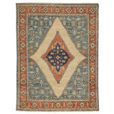 Charleigh-Tabriz Hand Knotted Wool Oriental Area Rug in Blue