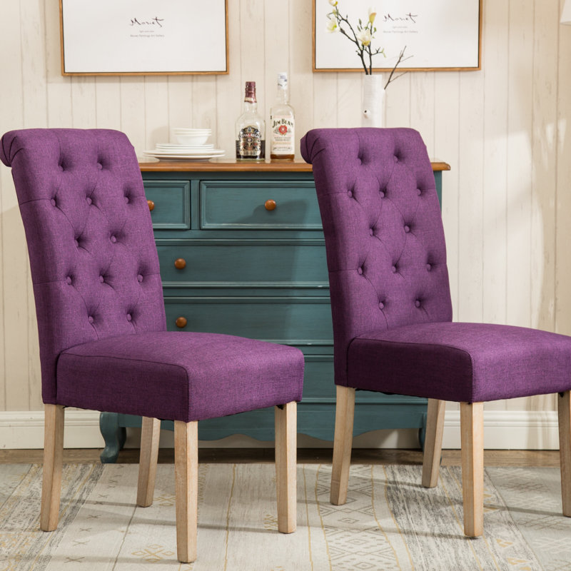 Chaise Parson rembourrée et capitonnée Charlotte, Mauve