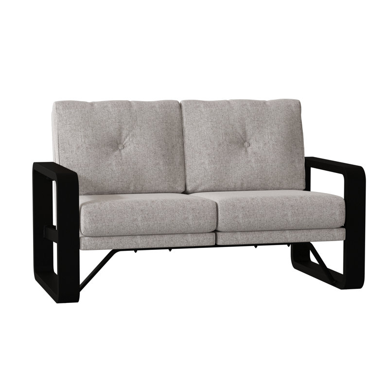 Vale 60.5'' Wide Aluminum Loveseat with Cushions, Poet Birch Sunbrella®, Textured Black