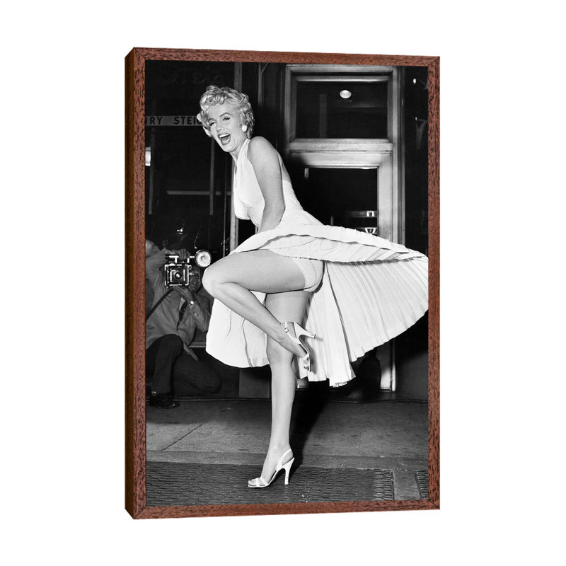 Marilyn Monroe (1926-1962) - Print on Canvas, 66.04 cm H x 45.72 cm W, Classic Brown Wood Framed Canvas