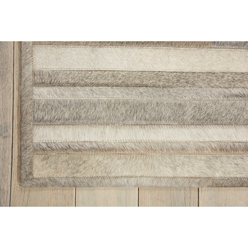Prairie Cowhide Striped Indoor Rug, Rectangle 4' x 6'