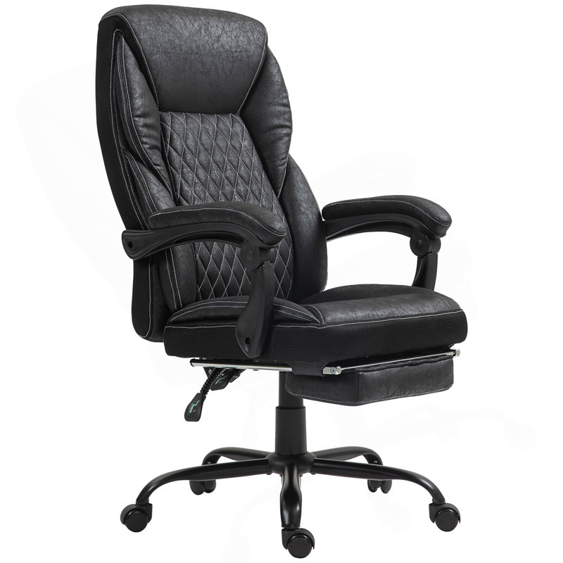 Fauteuil de direction avec repose-pieds, fauteuil de bureau ergonomique grand et haut, fauteuil pivotant inclinable avec dossier haut et hauteur réglable