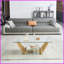 Table basse rectangulaire en acier inoxydable de 47 po avec verre trempé double couche, rangement peu encombrant pour le salon, facile à nettoyer et amp; Assembler