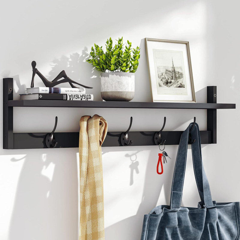 Quason Wood Bracket Shelf with Towel Bar