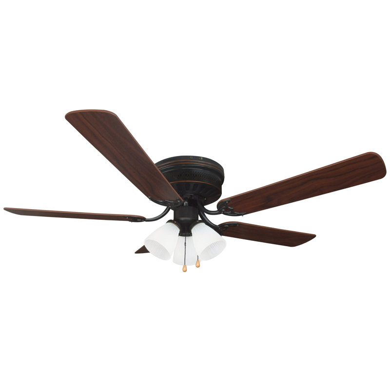 Kalona 52'' Ceiling Fan with Light Kit, Oil Rubbed Bronze with Mahogany Blades