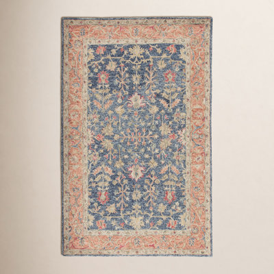 Lindsay Blue Orange Hand-Tufted Wool Oriental Rug