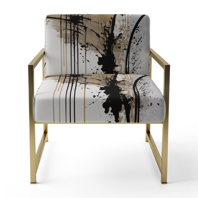 Chaise avec accoudoirs contemporaine noire, blanche et dorée Expression II, Doré
