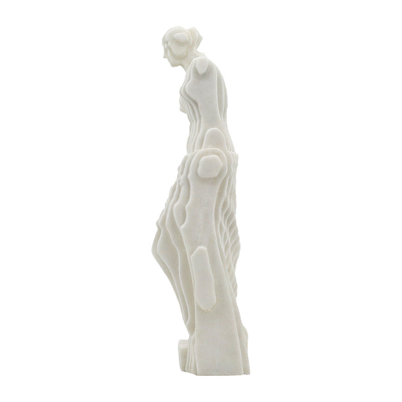 Resin Abstract Modern Sculpture - 25" White Glam Decorative Accent for Home, Office, Living Room, or Bedroom.