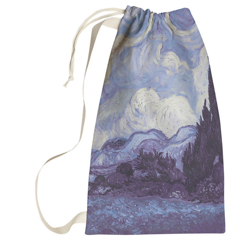 Sac à linge Browerville Wheatfield with Cypresses, Petit (H 64 po x l 20 po x P 1,5 po), Indigo