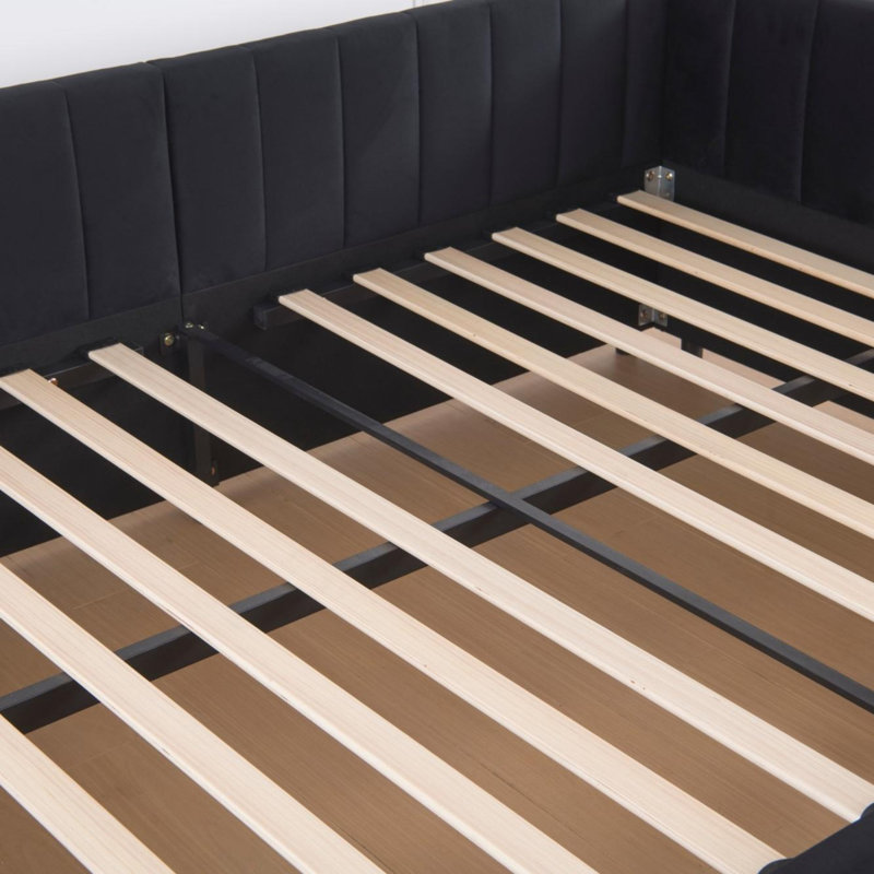 Daybed with Storage Drawers Upholstered Corner Bed with Headboard