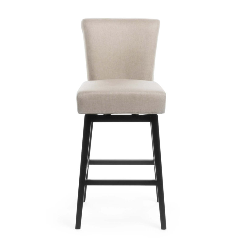 Tabourets de bar pivotants de 30,75 pouces de hauteur avec structure en bois, coussin en tissu éponge et style simple pour îlot de cuisine, chambre à coucher, salle à manger