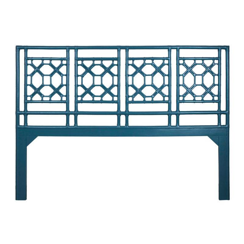 Rattan Open-Frame Headboard, King, Pacific Blue
