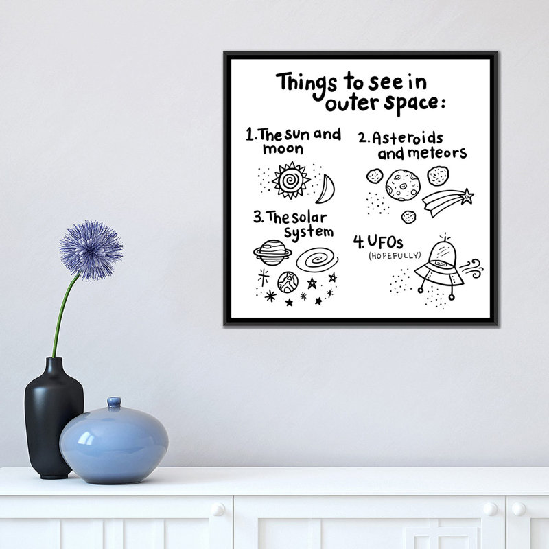 «Outerspace III», impression sur toile tendue, H 18 po x l 18 po x P 1,5 po, Toile avec cadre noir, Pas de tapis