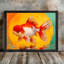 Art encadré noir, rouge, poisson rouge, impression impressionnante de peinture aquatique impressionniste-1752796200
