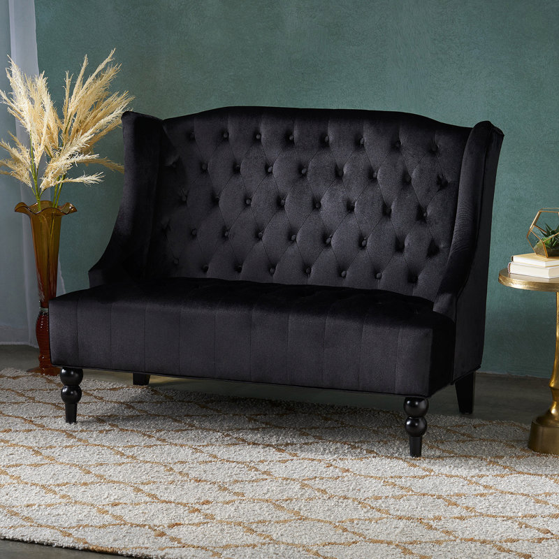 Carolina Upholstered 50.25'' Loveseat, Black Velvet