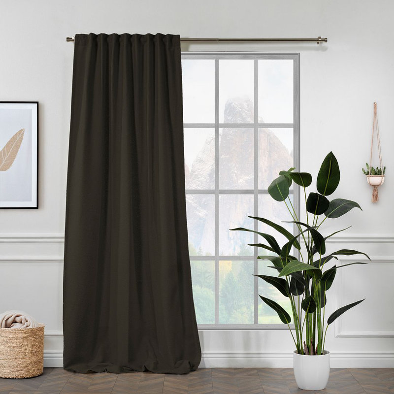 Extra Long & Extra Wide Polyester Decorative Curtain Single Panel, Brown, 52" W x 72" L