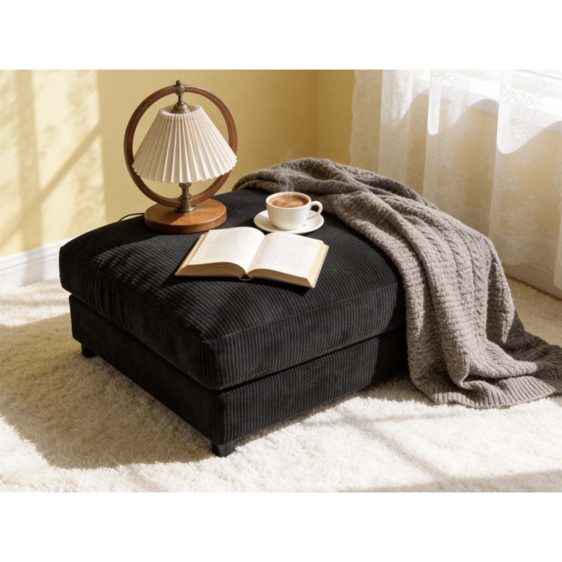 Repose-pieds rectangulaire rembourré en velours côtelé Corduroy