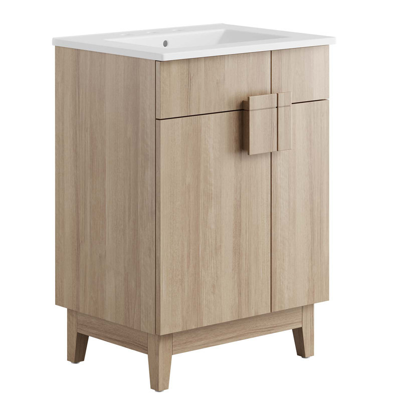 Miles 24" White Oak Bathroom Vanity with Ceramic Top