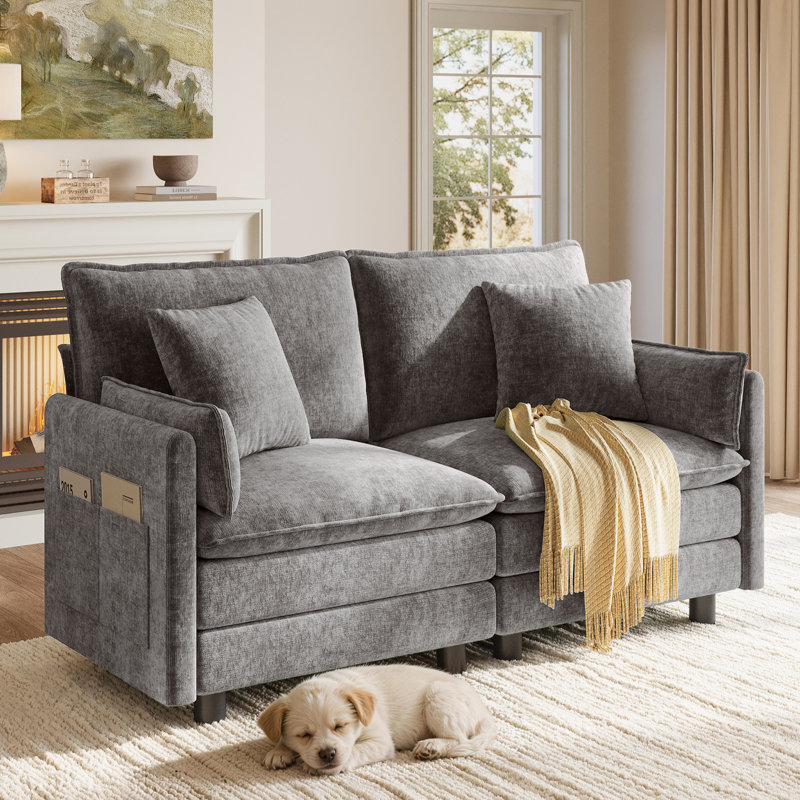  Causeuse modulaire en chenille Arale, Gris